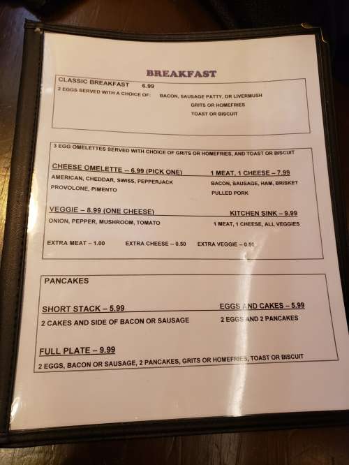 Sweet Caroline's menu in McConnells, South Carolina, USA