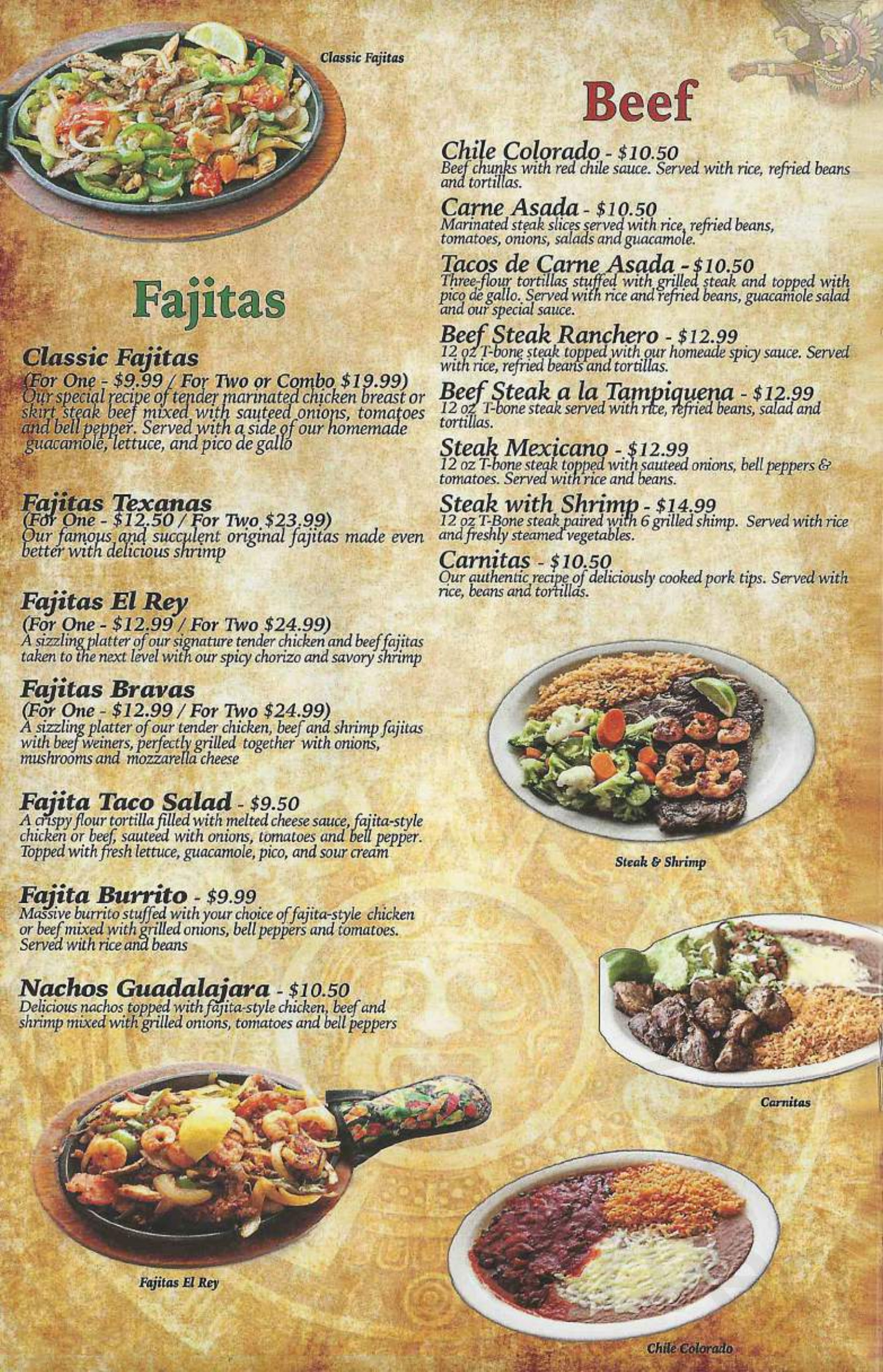 El Rey Azteca menu in Gallatin, Tennessee, USA