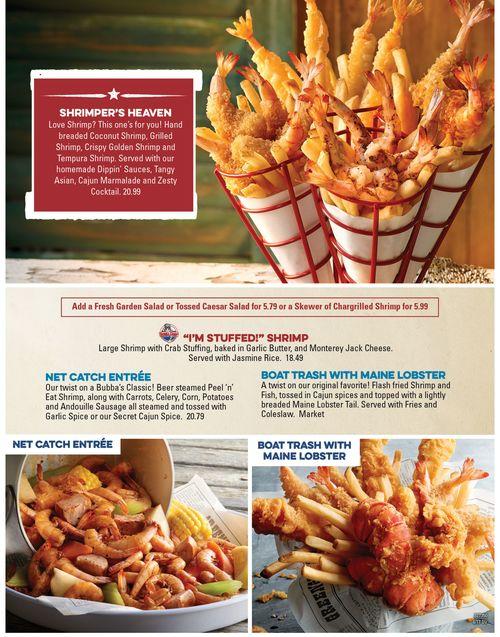 Bubba Gump Shrimp Co. menu in Monterey, California, USA