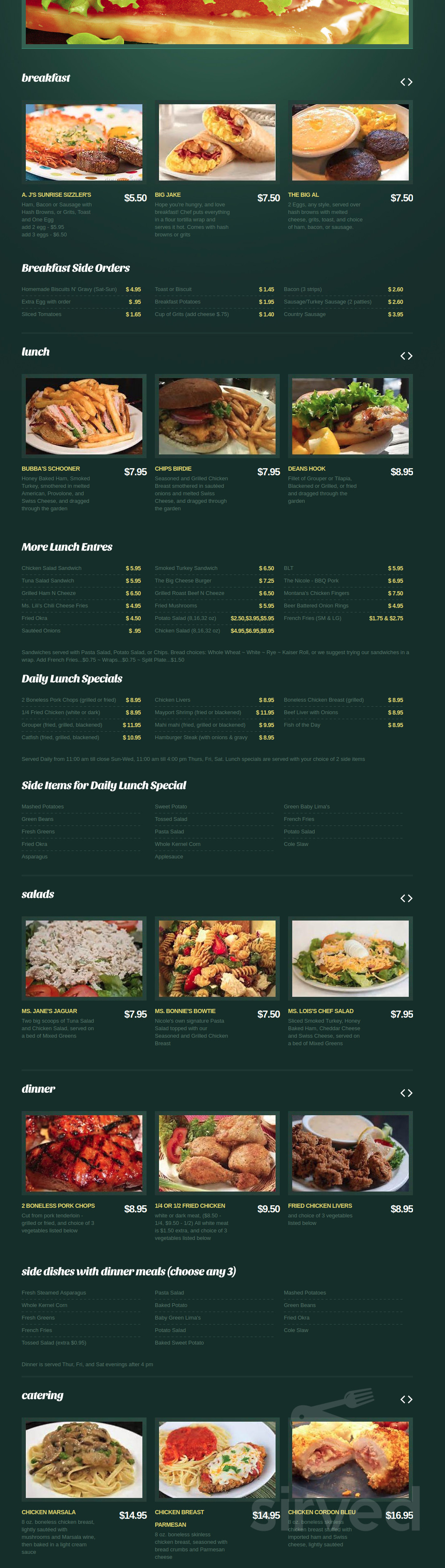 Kelly's Country kitchen Menu - Middleburg, Florida | Sirved