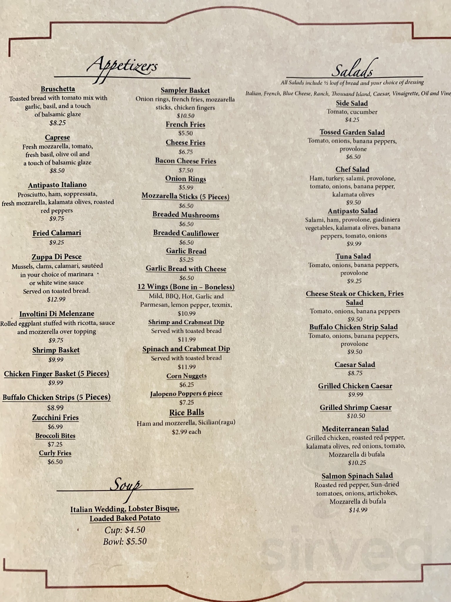 That's Amore menu in Bloomsburg, Pennsylvania, USA