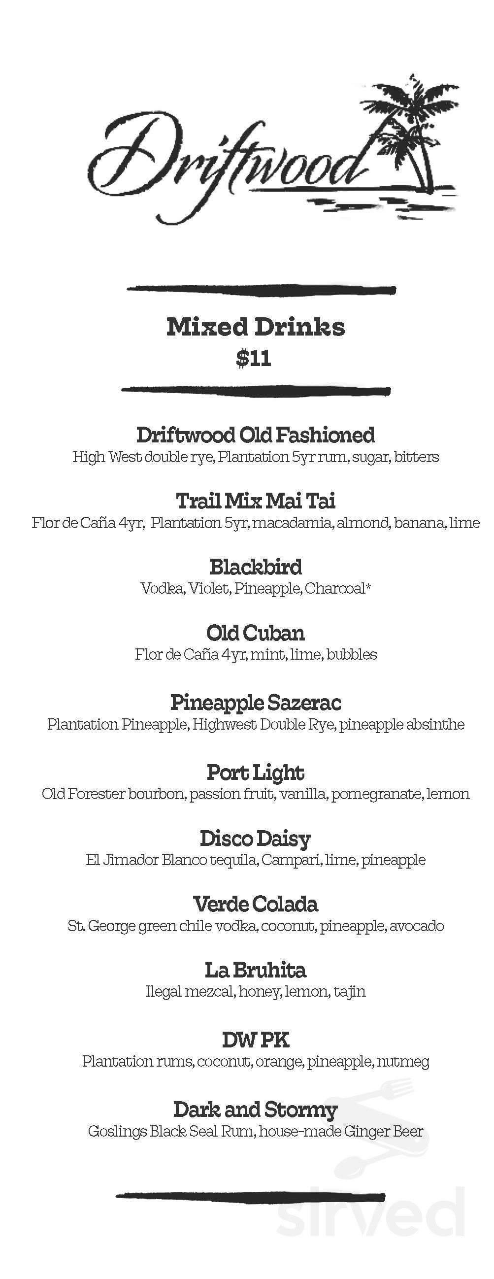 Driftwood menus in Boynton Beach, Florida, United States