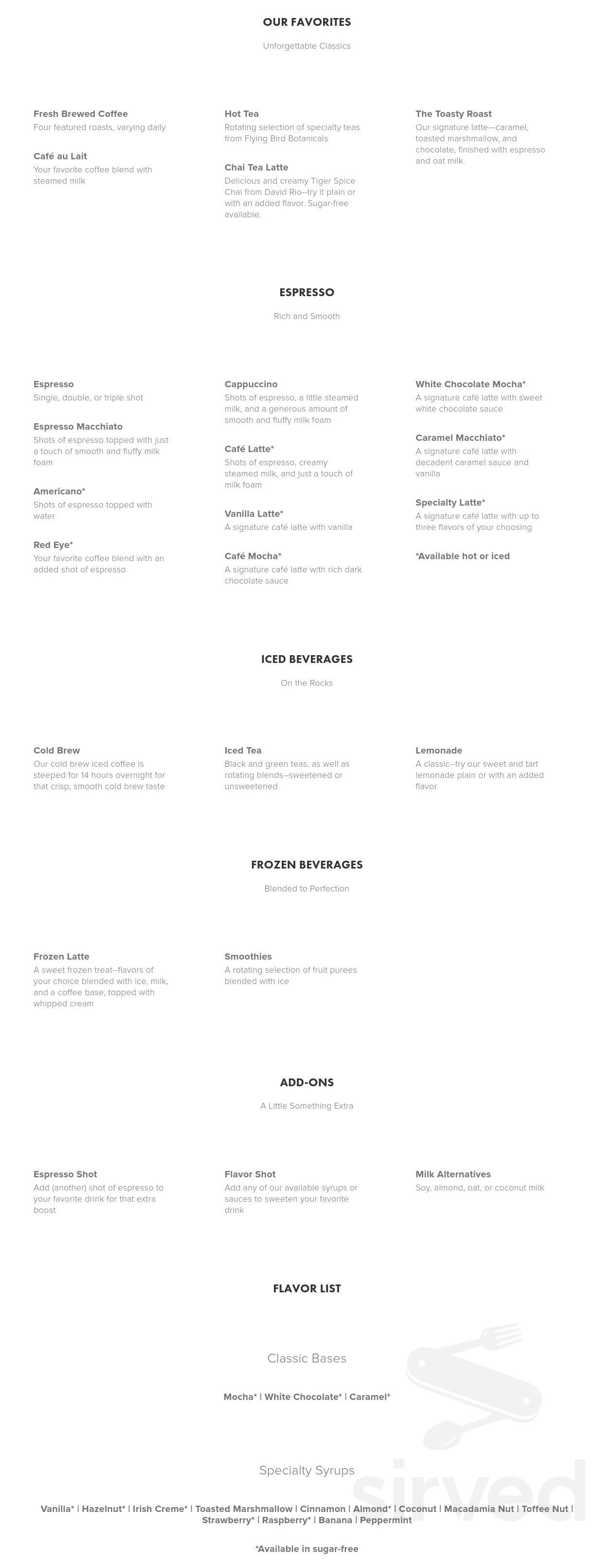 Tastefully Roasted Coffee menu in Dayton, Ohio, USA