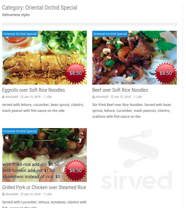Oriental Orchid menu in Ely, Minnesota