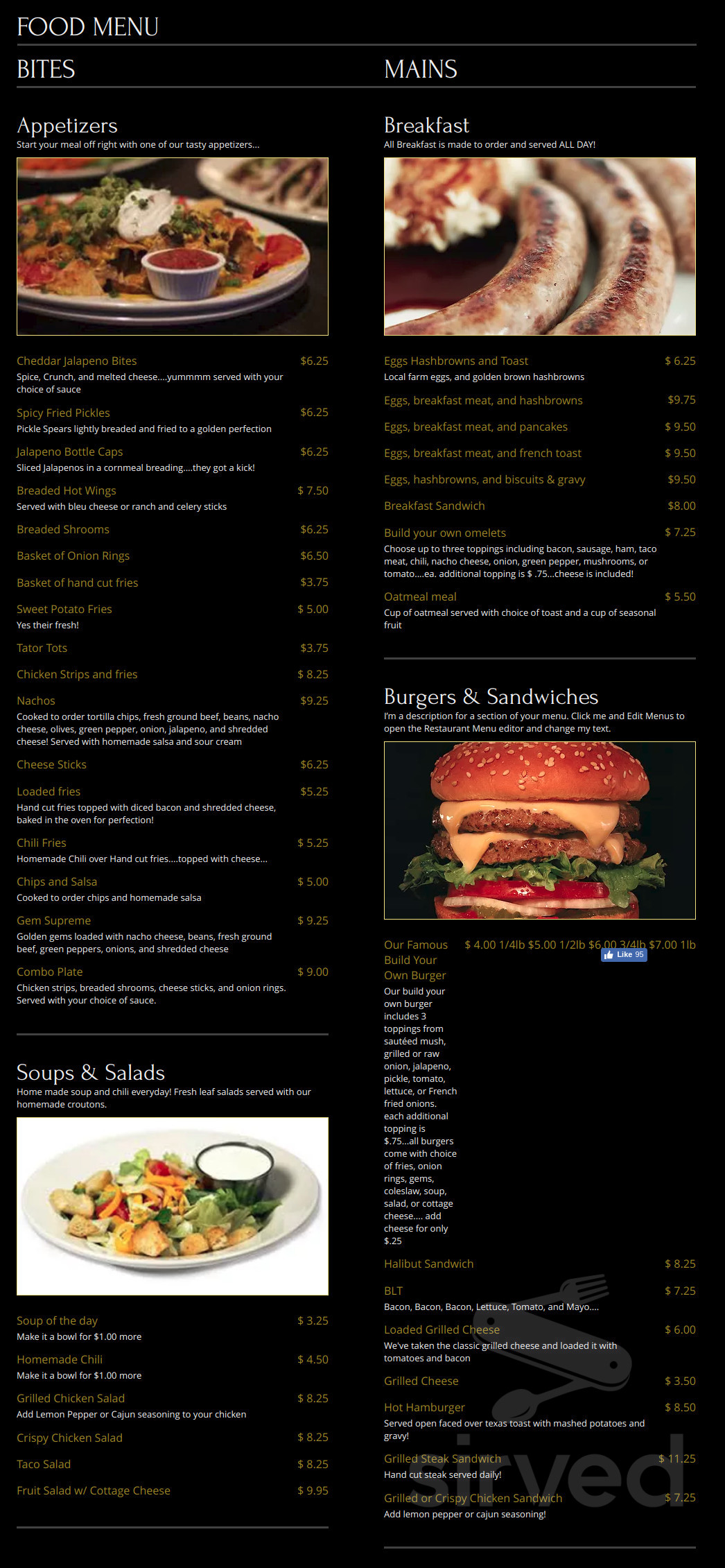 Rendezvous Casino & Burger Grill menu in Billings, Montana, USA