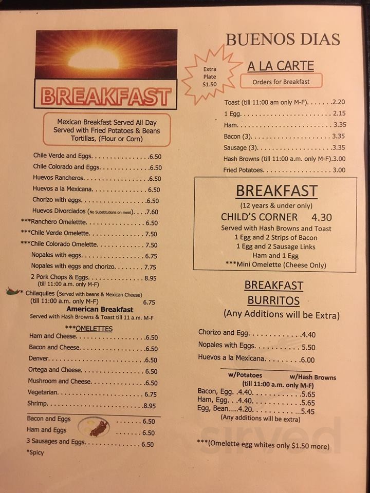 Menu - Fresno CA's Country Fare Café | Sirved