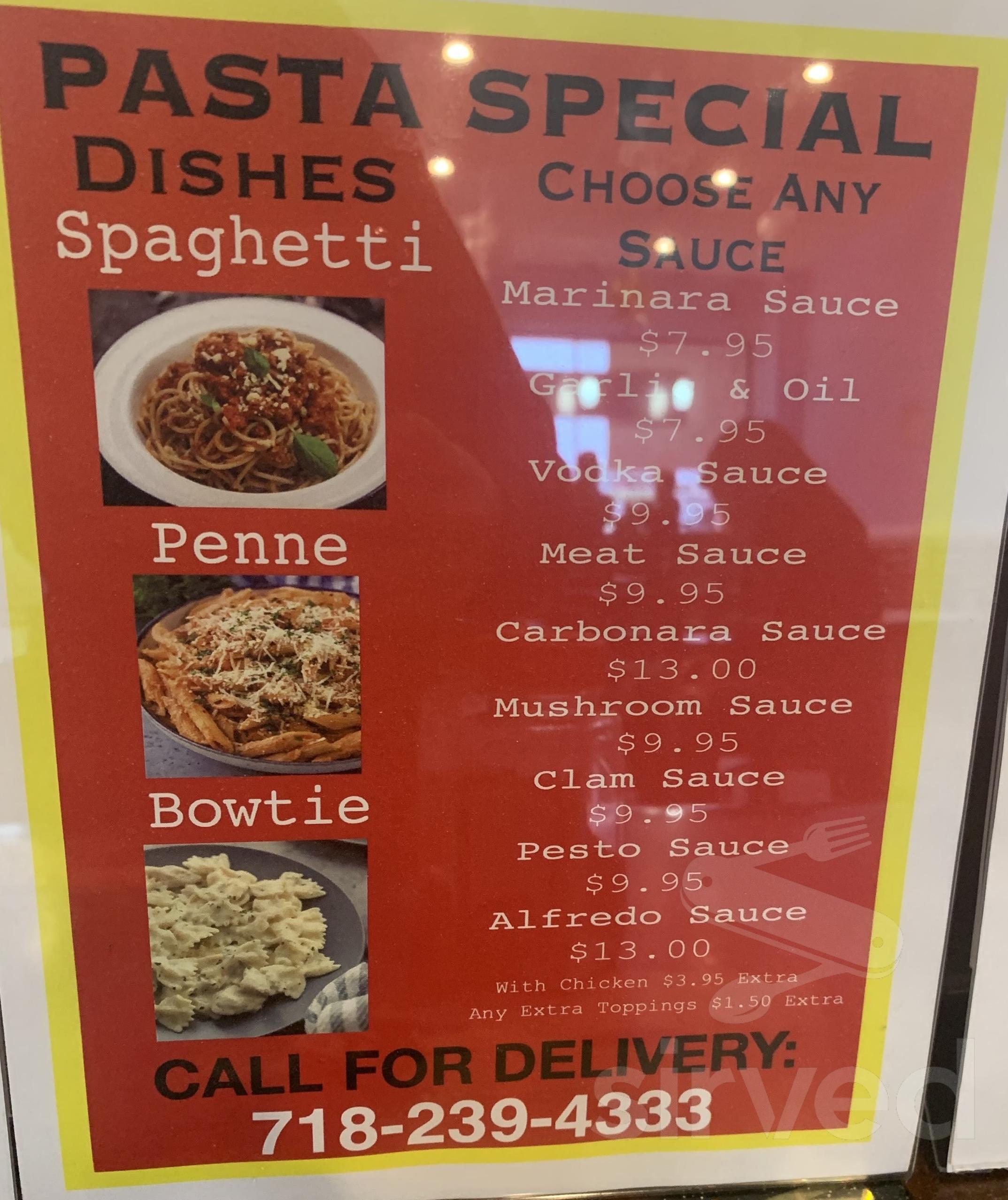 Menu The Bronx NY's Jimmy's Pizzeria Sirved