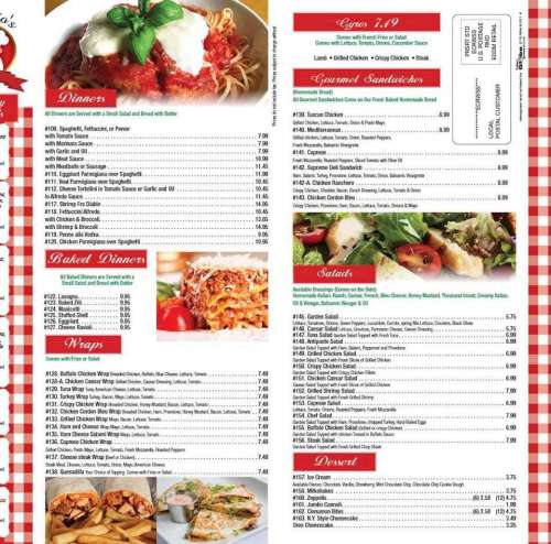 Antonio's Pizza menu in Allentown, Pennsylvania, USA