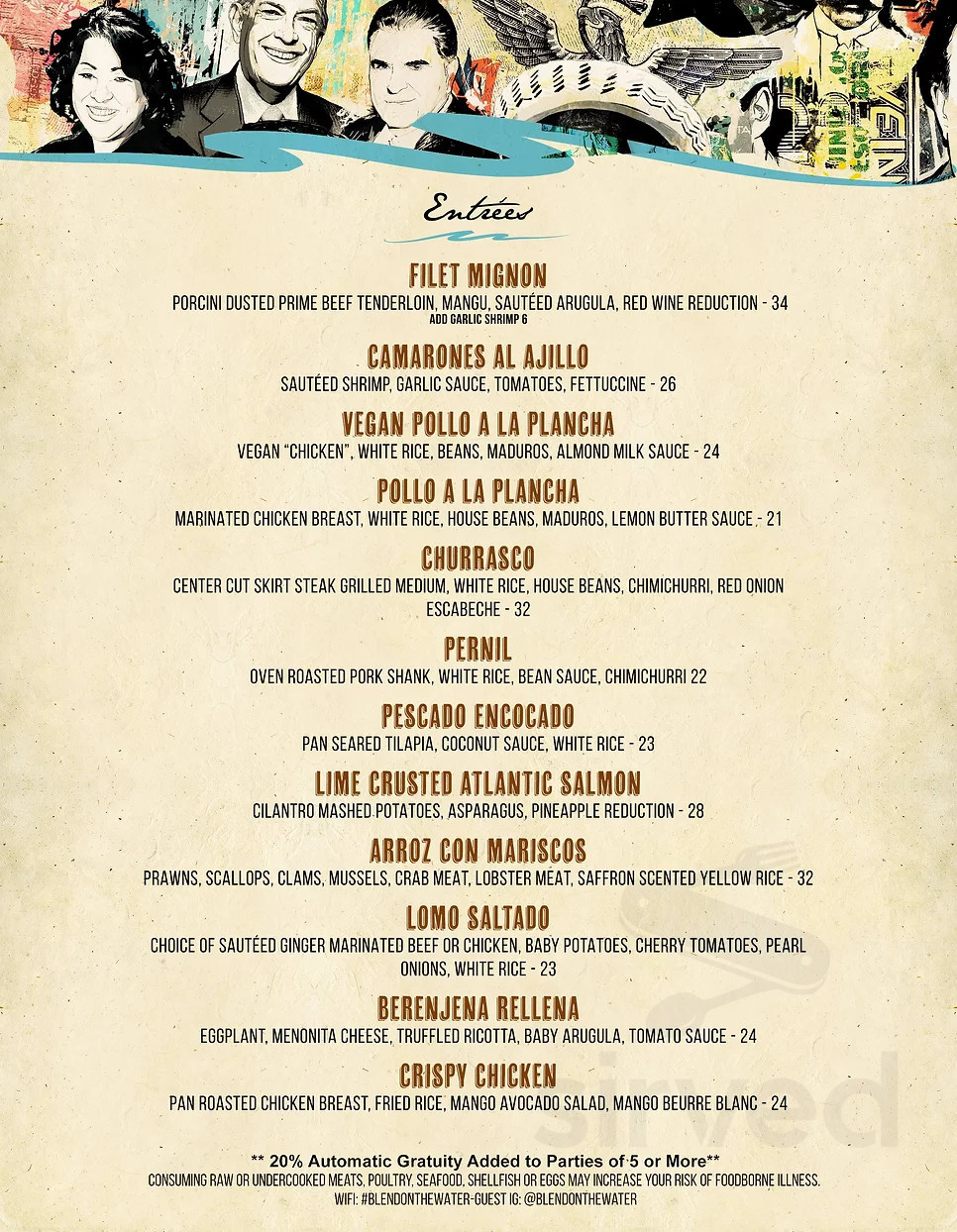 Blend on the Water menu in Queens, New York, USA