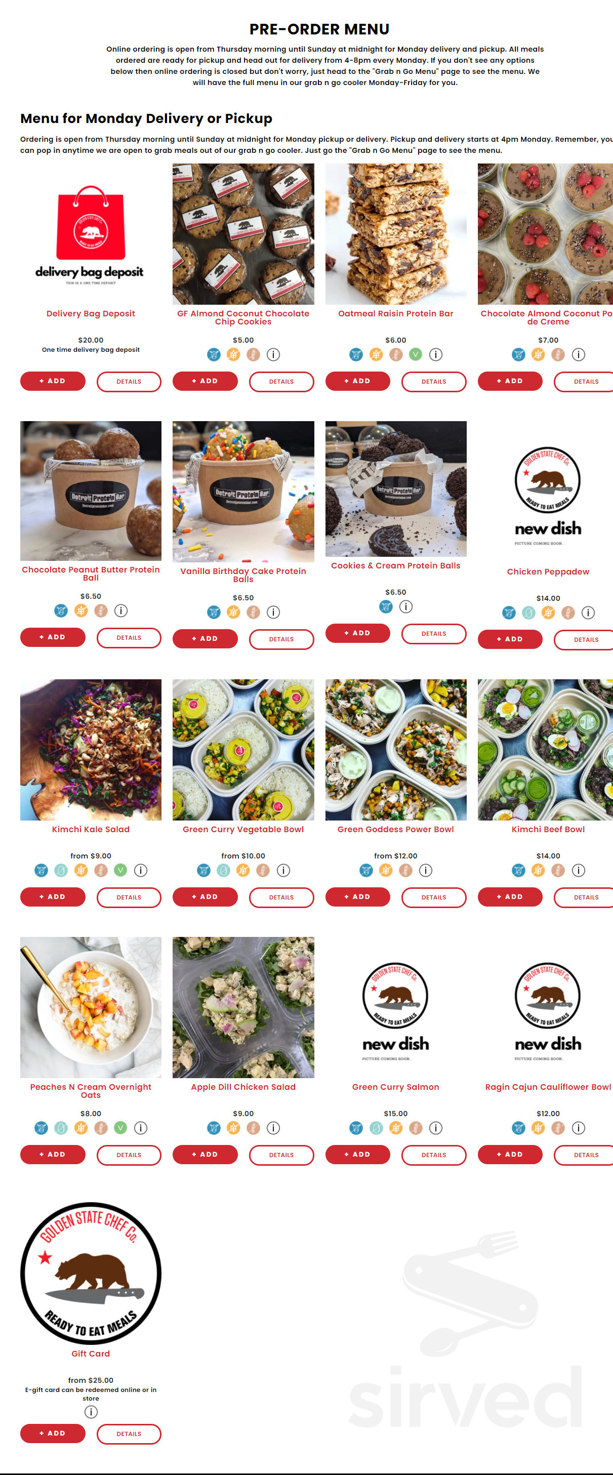 Golden State Chef Co menu in Royal Oak, Michigan