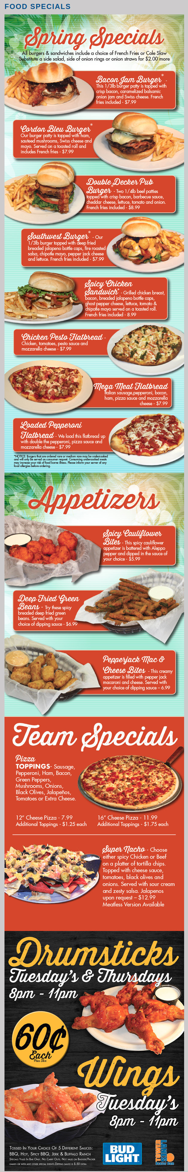 Tower Lanes menu in Beaver Dam, Wisconsin, USA