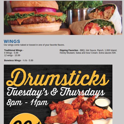 Tower Lanes menu in Beaver Dam, Wisconsin, USA