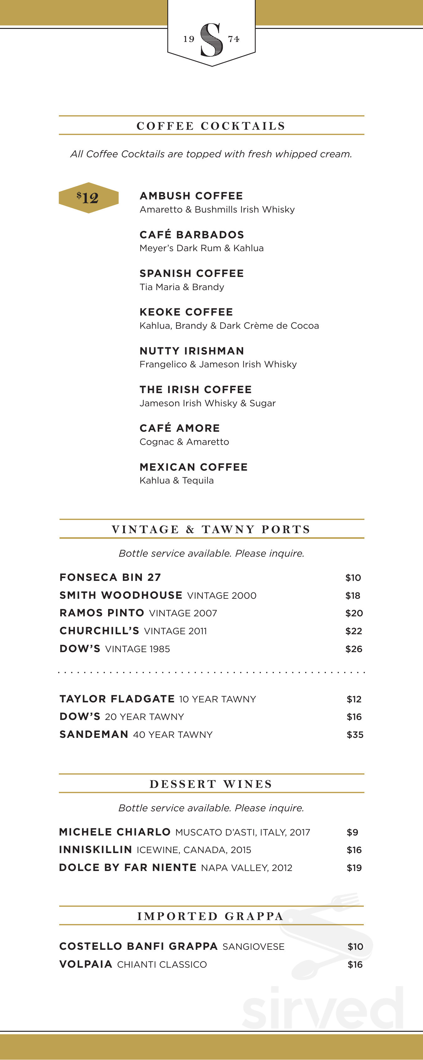 Sundance The Steakhouse menus in Palo Alto, California, United States