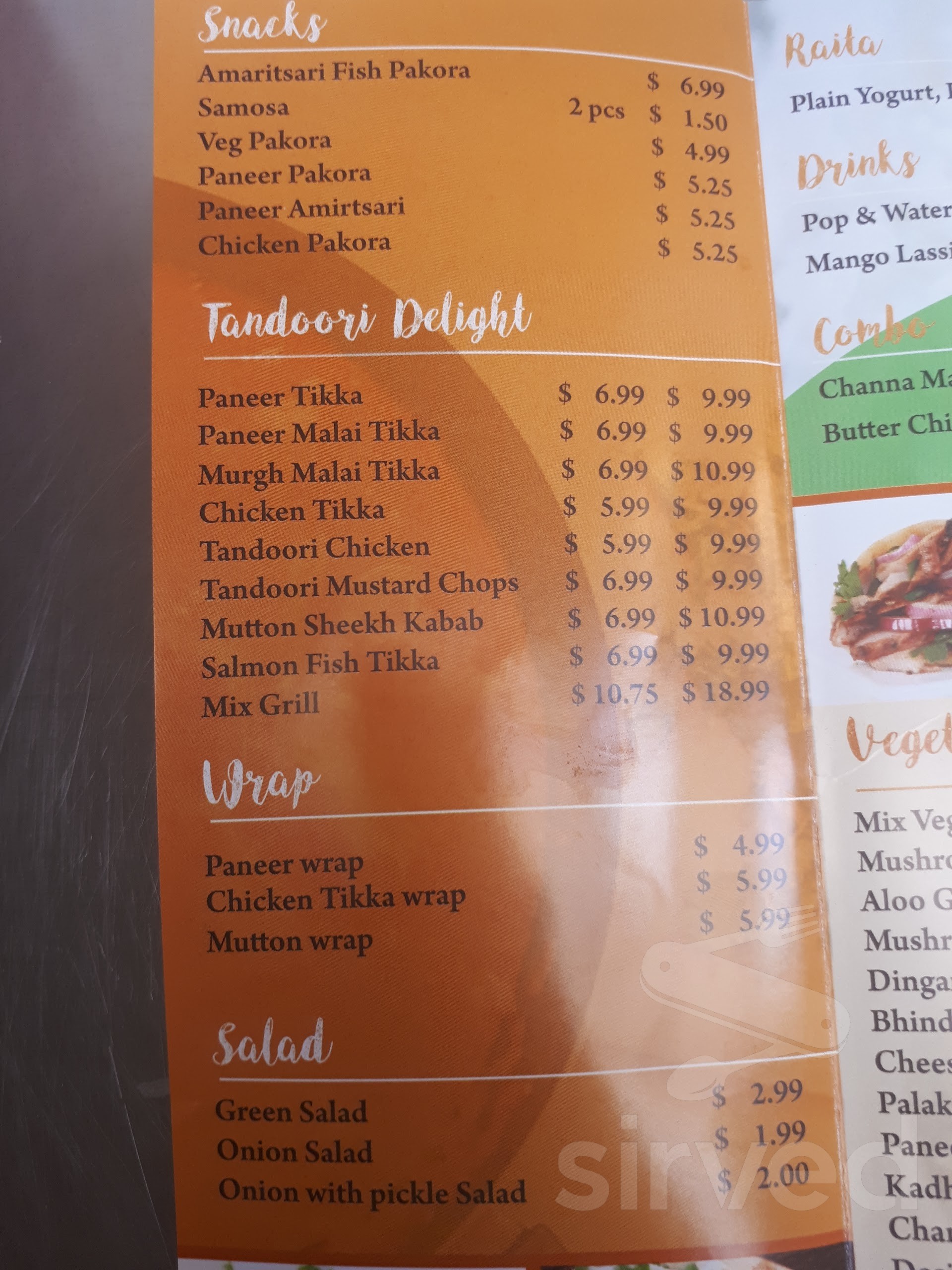 Menu Brampton ON's Desi Tandoor Indian food Takeout, Delivery