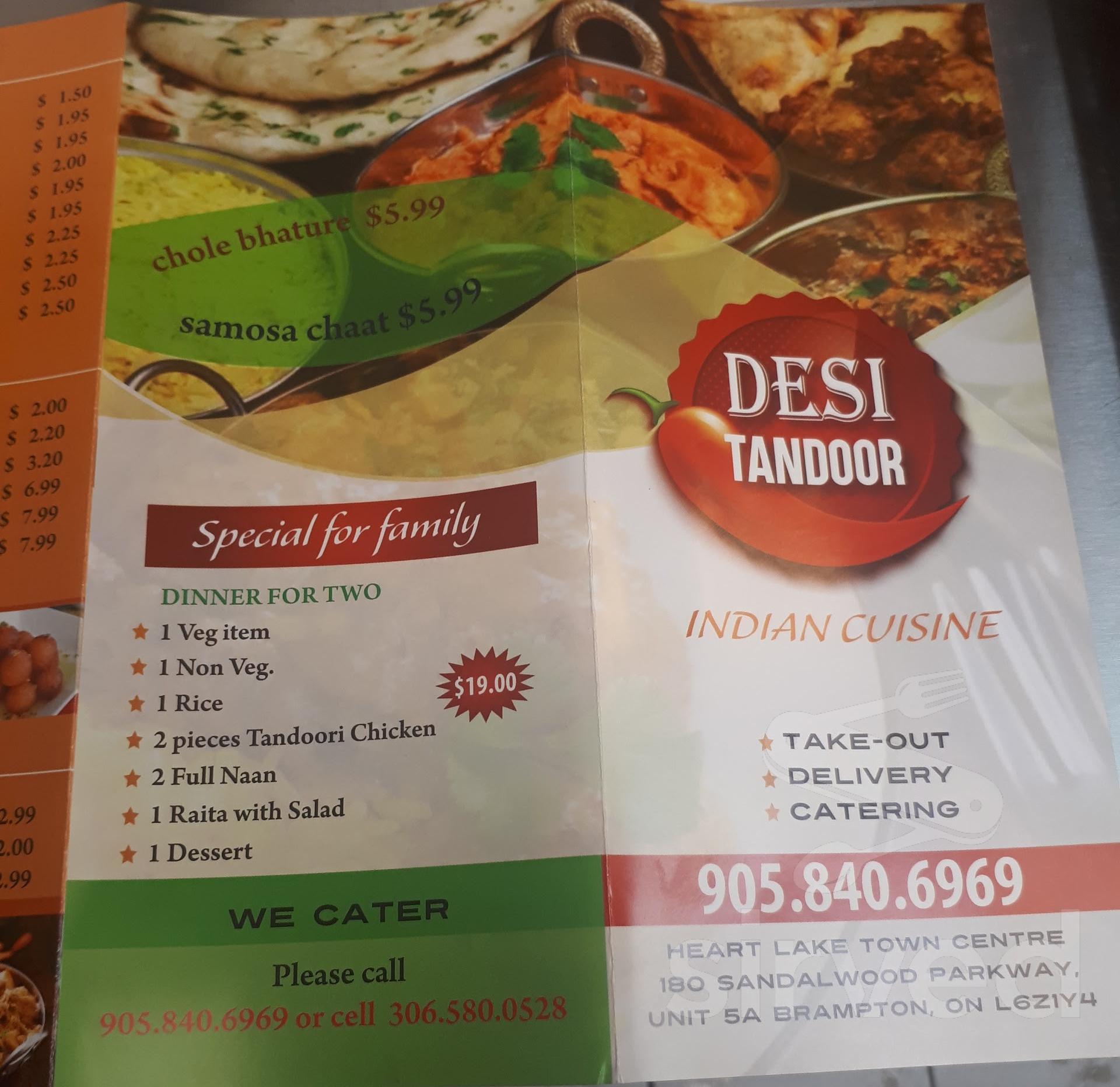 Desi Tandoor Indian food Takeout, Delivery & Catering menu in Brampton