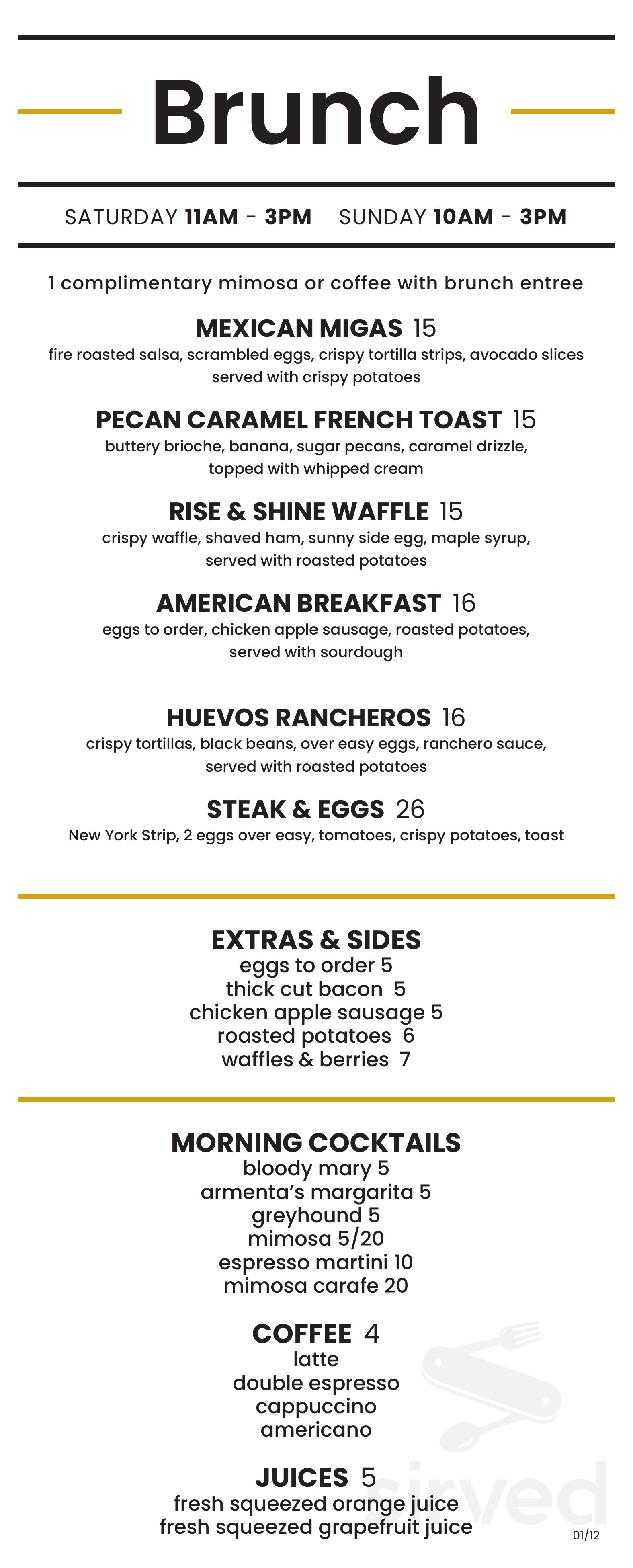 Towne Grill menu in Fort Worth, Texas, USA