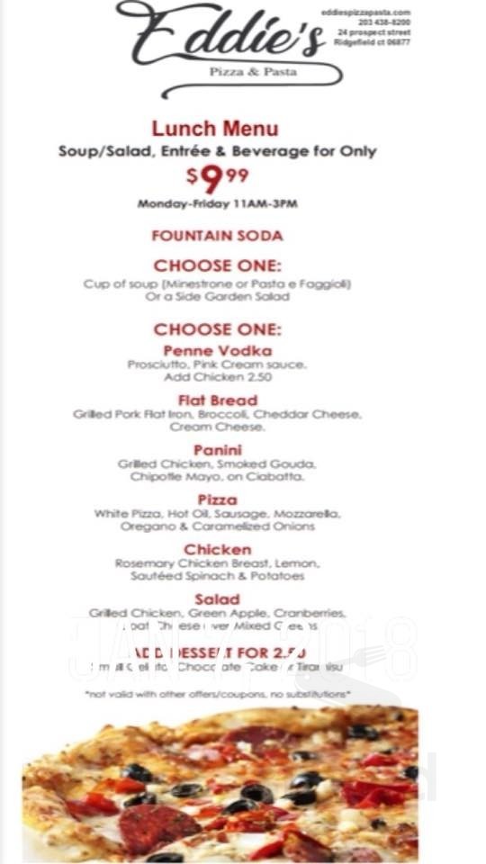 Eddie's Pizza & Pasta menu in Ridgefield, Connecticut, USA