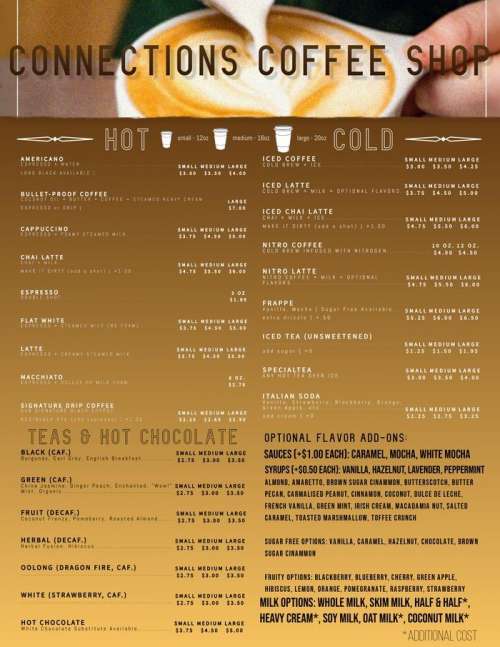 Connections Coffee Shop menu in Crosby, Texas, USA