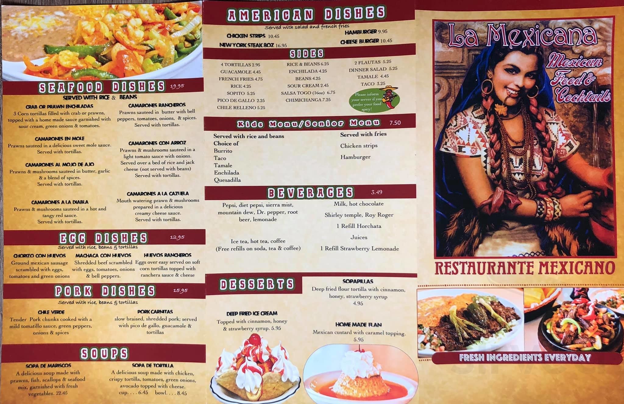 La Mexicana Restaurant menus in Tillamook, Oregon, United States