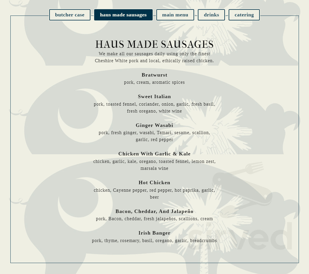 Menu Indian Land SC's Farm Haus Butcher & Beer Garden Sirved