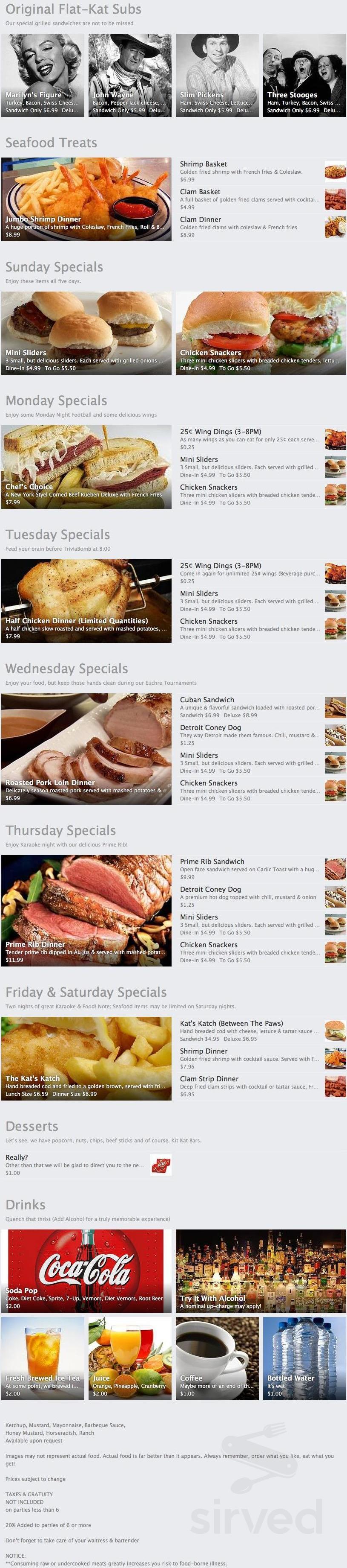 Rudy's Kit Kat Klub menu in Michigan, USA