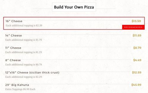 Creno's Pizza menu in Mt Vernon, Ohio, USA