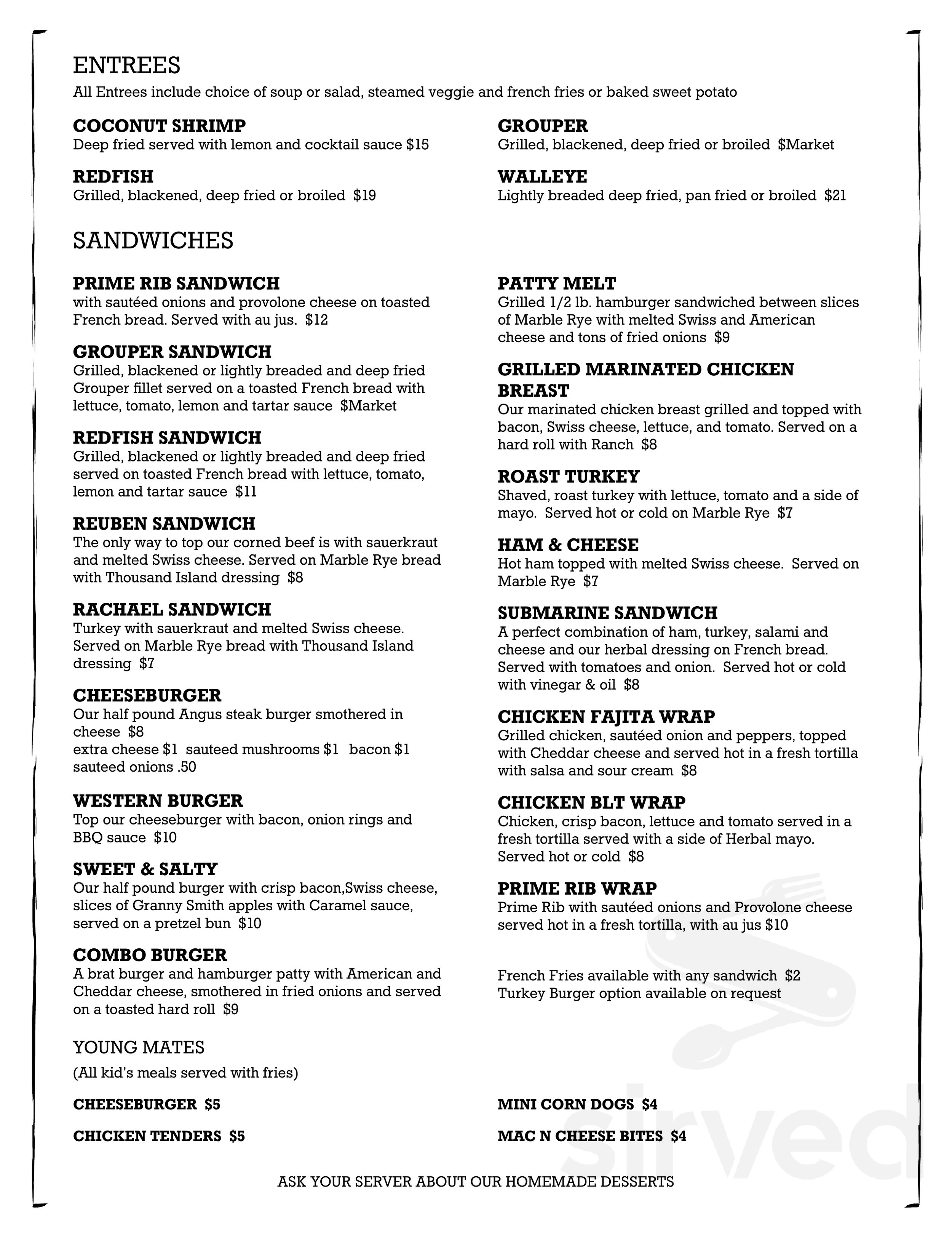 ANCHOR IN BAR & GRILL menus in North Fort Myers, Florida, United States