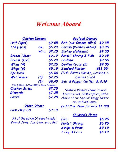 Shrimp Boat Rock Hill menu in Rock Hill, South Carolina, USA