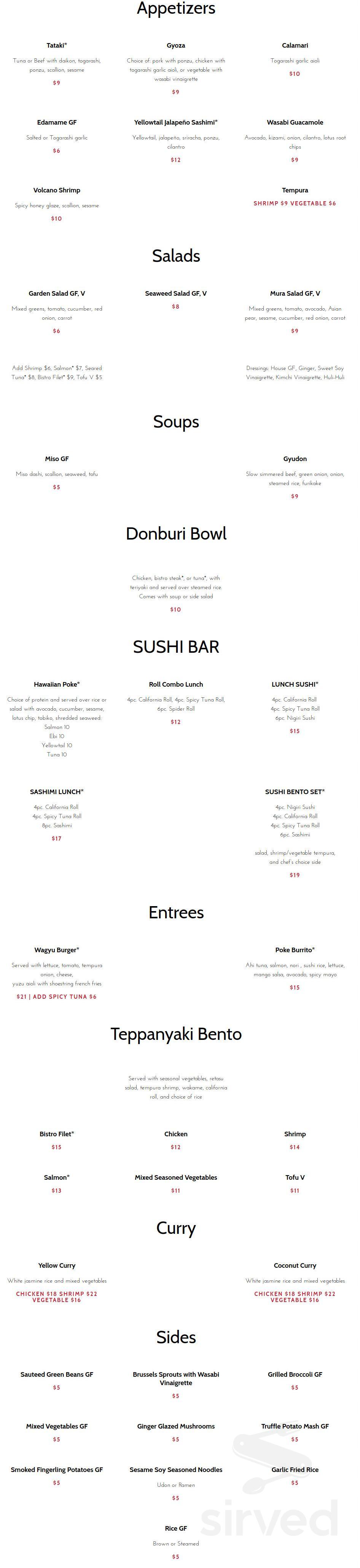 Clockwork Menu Raleigh Menu - Raleigh NC's Mura | Sirved