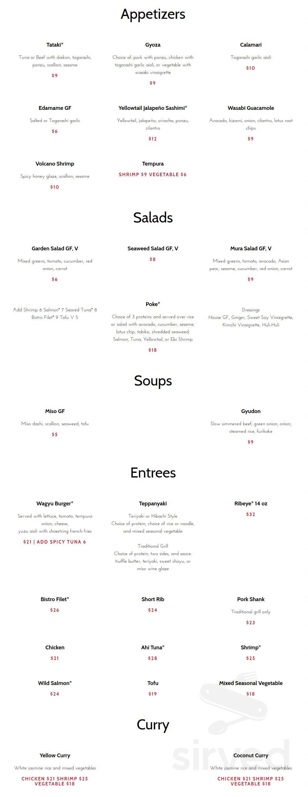 Clockwork Menu Raleigh Menu - Raleigh NC's Mura | Sirved