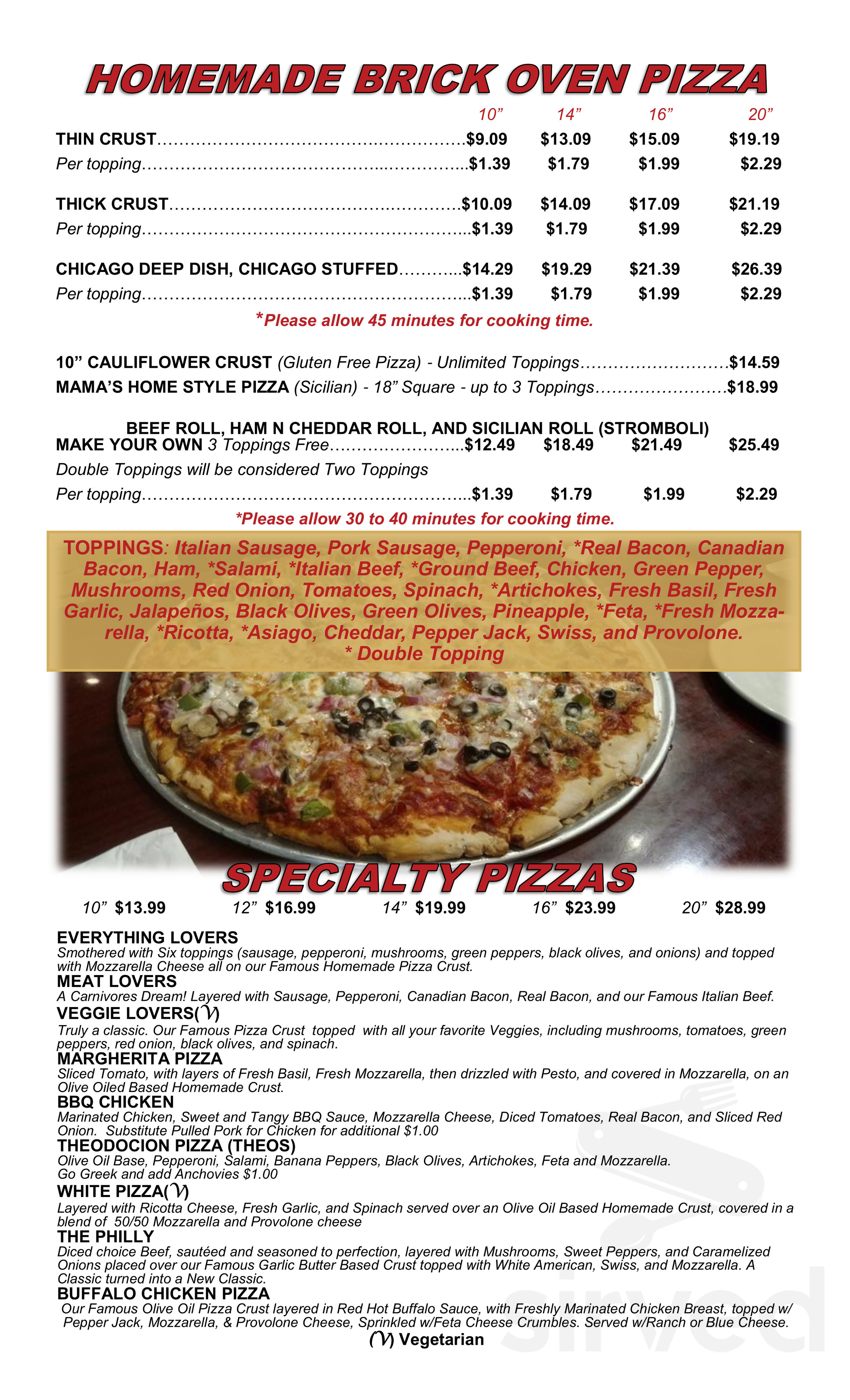 Rachetti's Cafe & Pizzeria menu in Flowery Branch, Georgia, USA