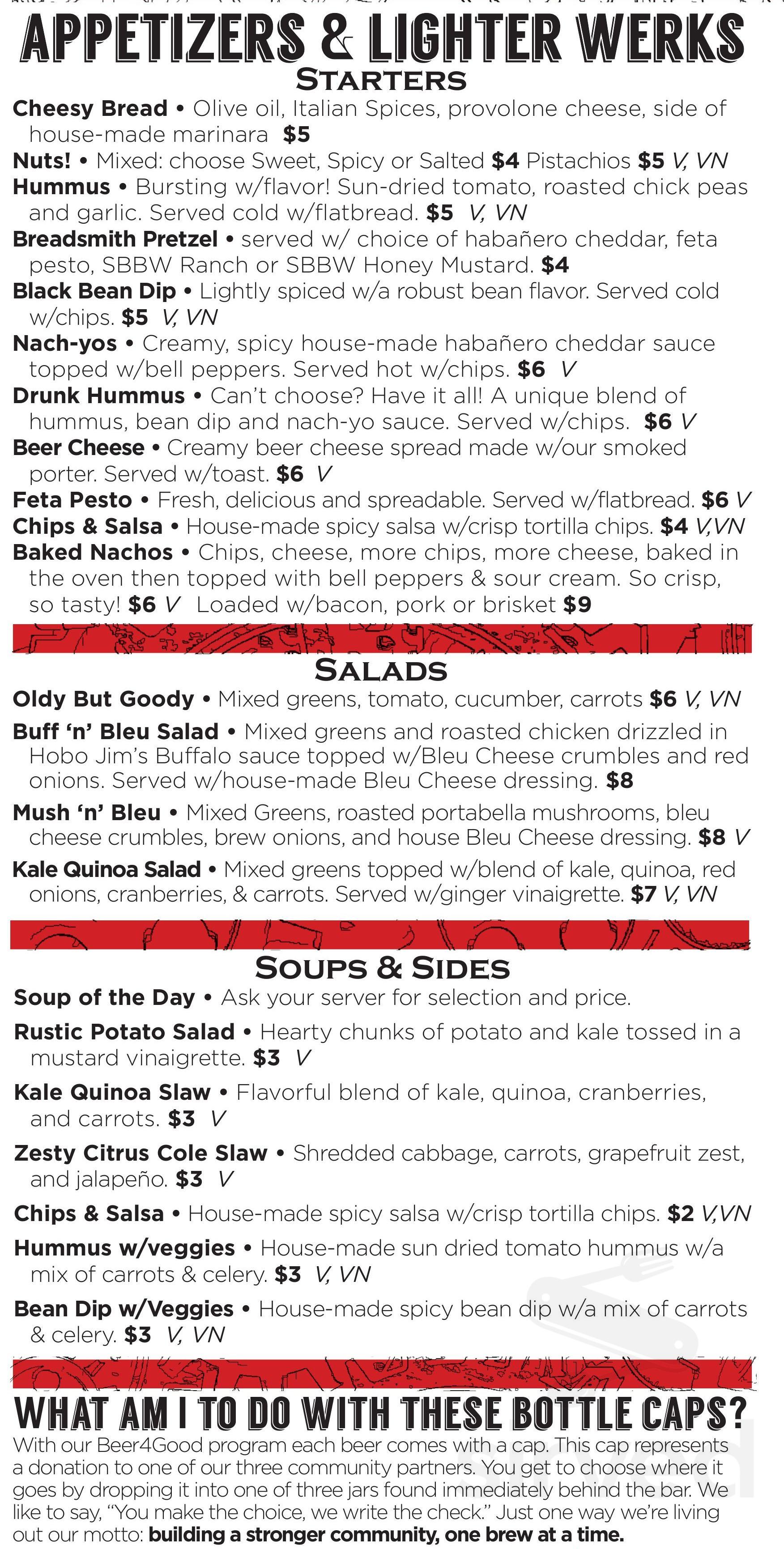 South Bend Brew Werks menu in South Bend, Indiana, USA