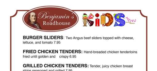 Menu for Benjamin's Roadhouse in Franklin, PA | Sirved