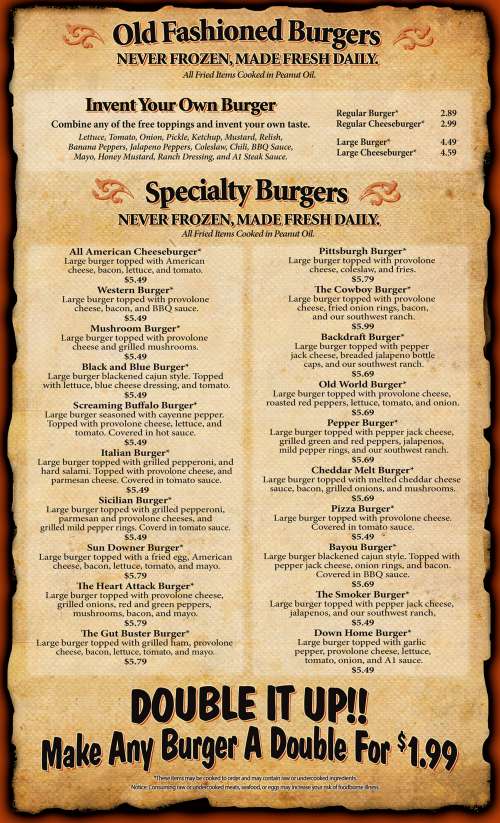 B&J Coney Island menu in Slippery Rock, Pennsylvania, USA