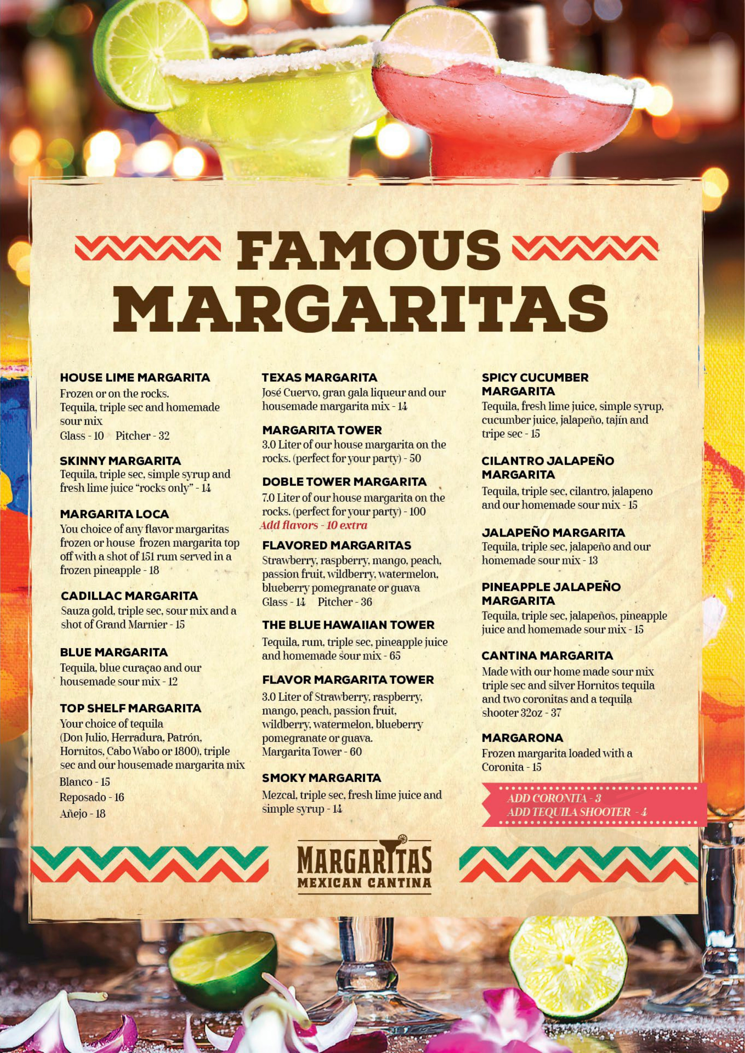 Margarita's Mexican Cantina menu in Rochester, New York, USA