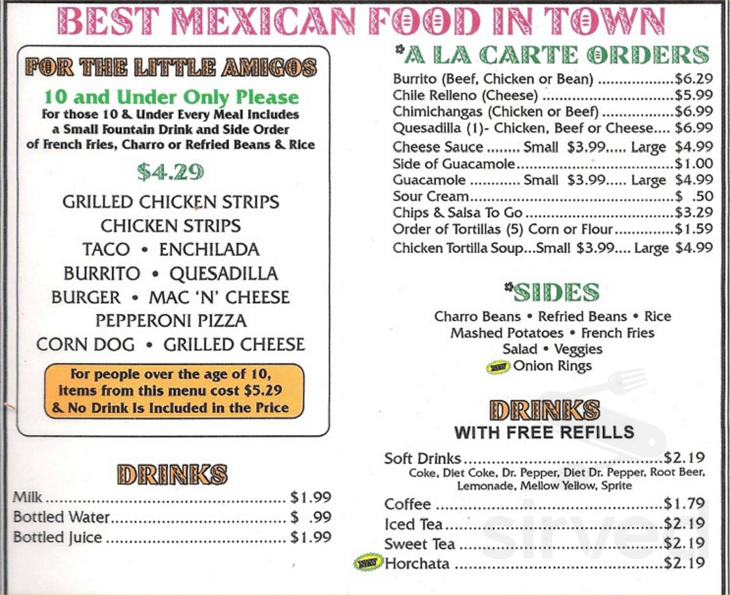 El Jalapeno Grill menu in Collinsville, Oklahoma