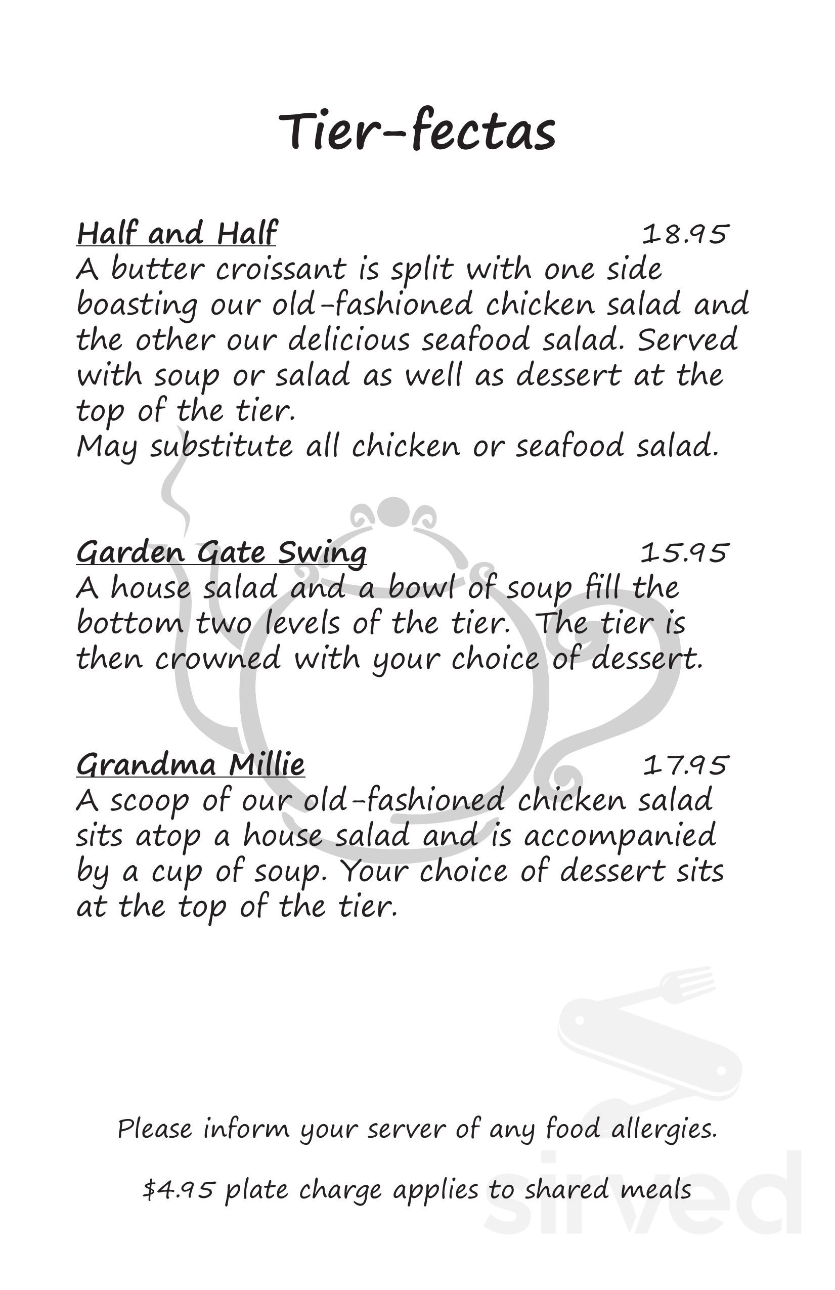 Tea Room At the Depot menu in Mackinaw, Illinois, USA