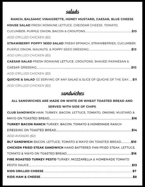 Darlin's Diner menu in Flatonia, Texas, USA