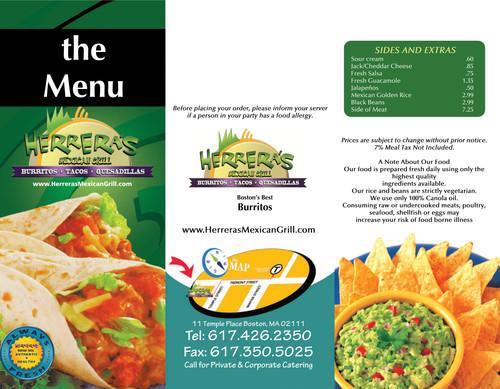 Herrera's Mexican Grill menu in Boston, Massachusetts, USA