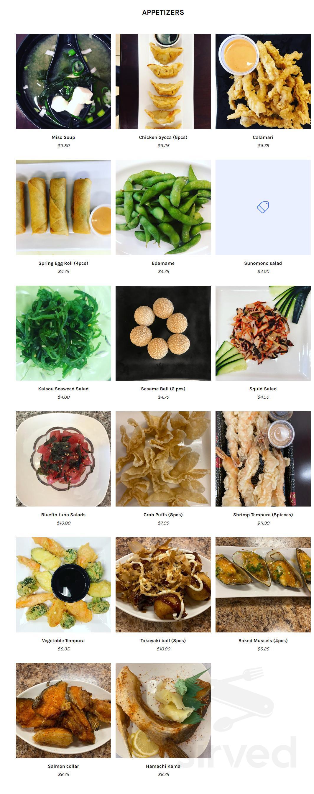 Kura Sushi menu in Portland, Oregon, USA