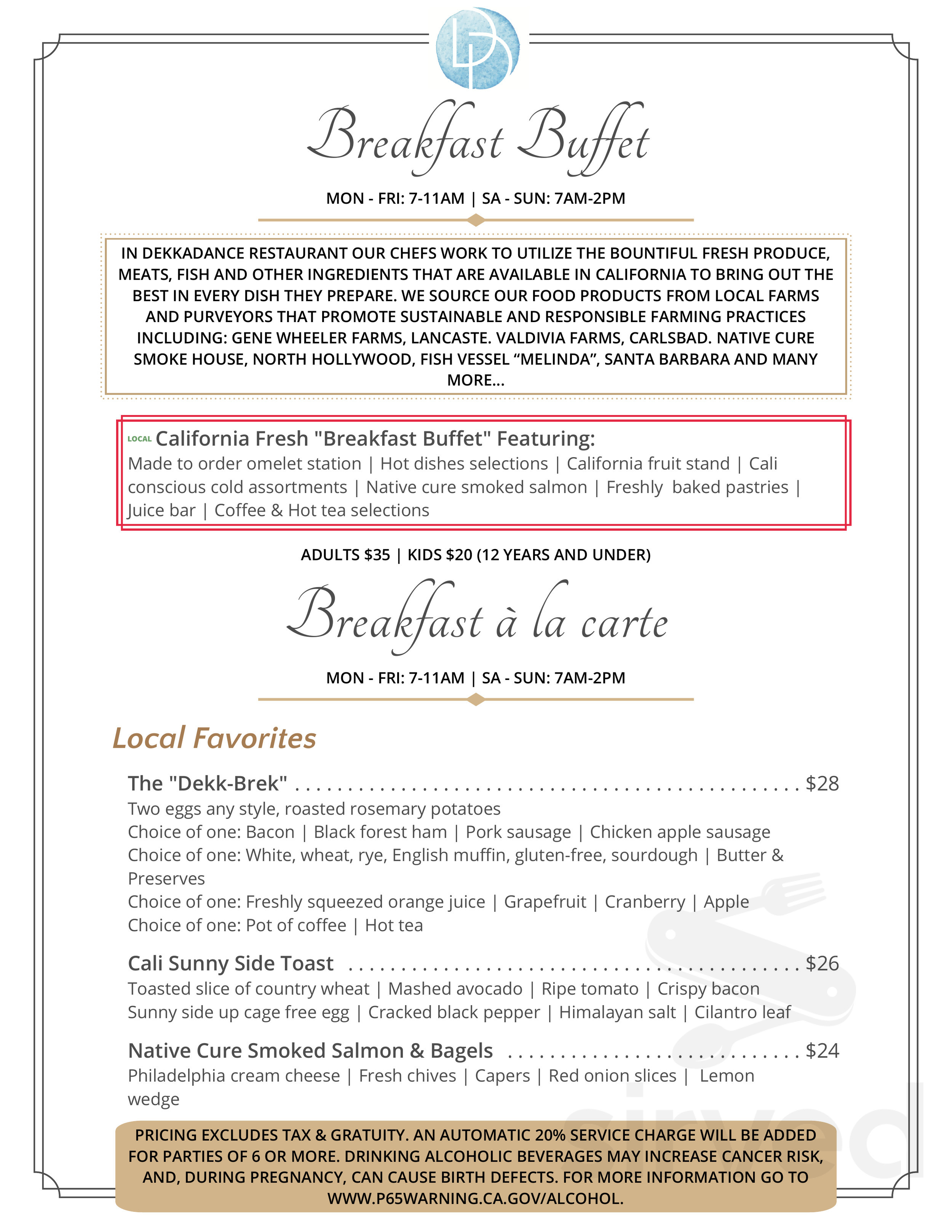 La Boucherie menu in Los Angeles, California, USA