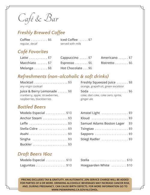 La Boucherie menu in Los Angeles, California, USA