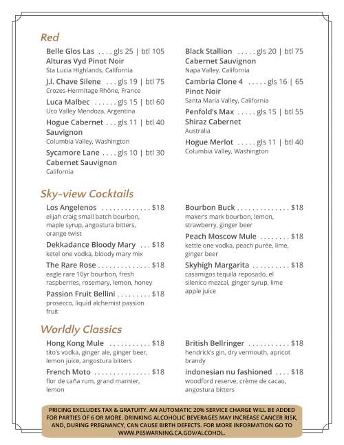 La Boucherie menu in Los Angeles, California, USA