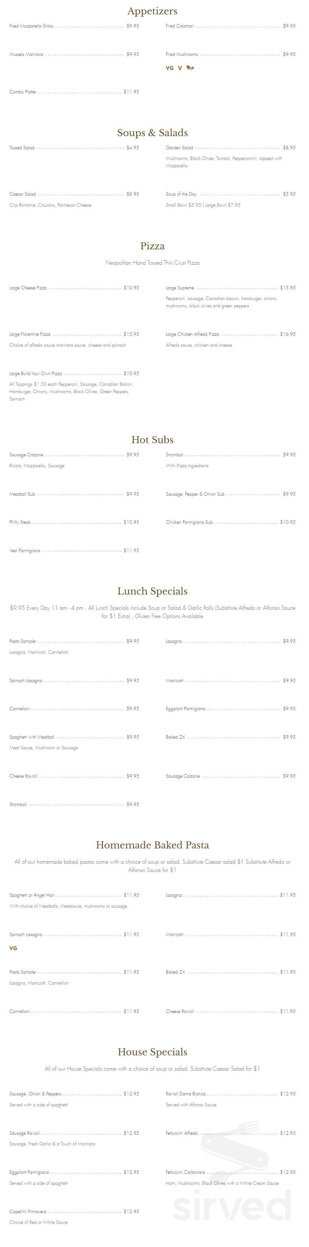Italian Garden menu in Lindale, Texas, USA