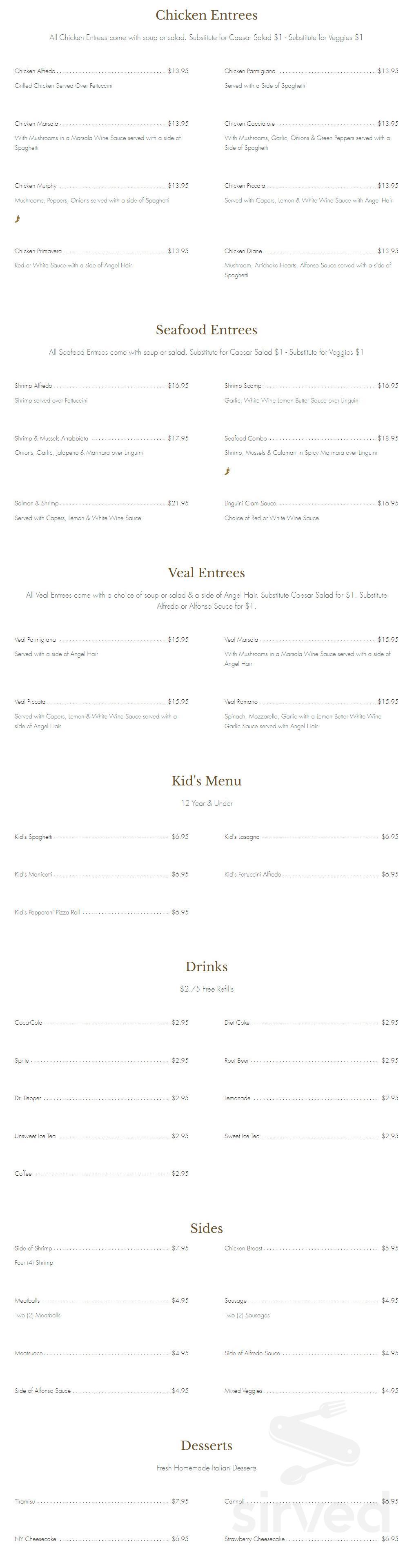 Italian Garden menu in Lindale, Texas, USA