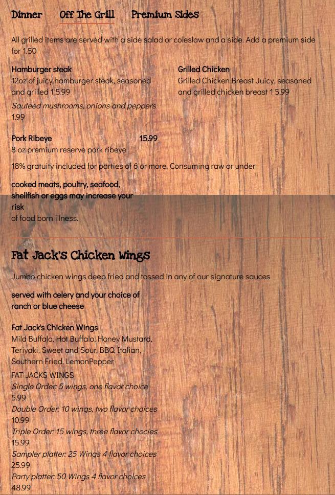 Fat Jack's menus in Walterboro, South Carolina, United States