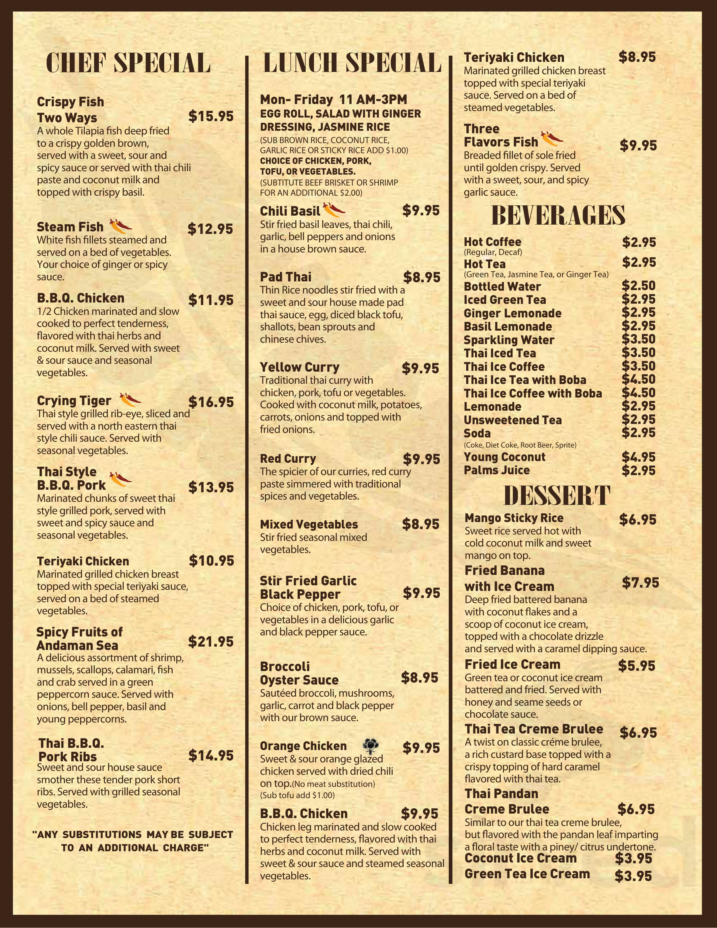 The Green Leaf Thai Cuisine menus in Whittier, California, United States