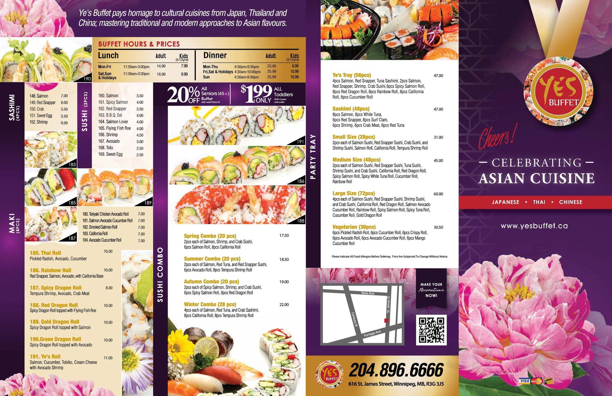 Menu for YES Buffet in Winnipeg, MB | Sirved