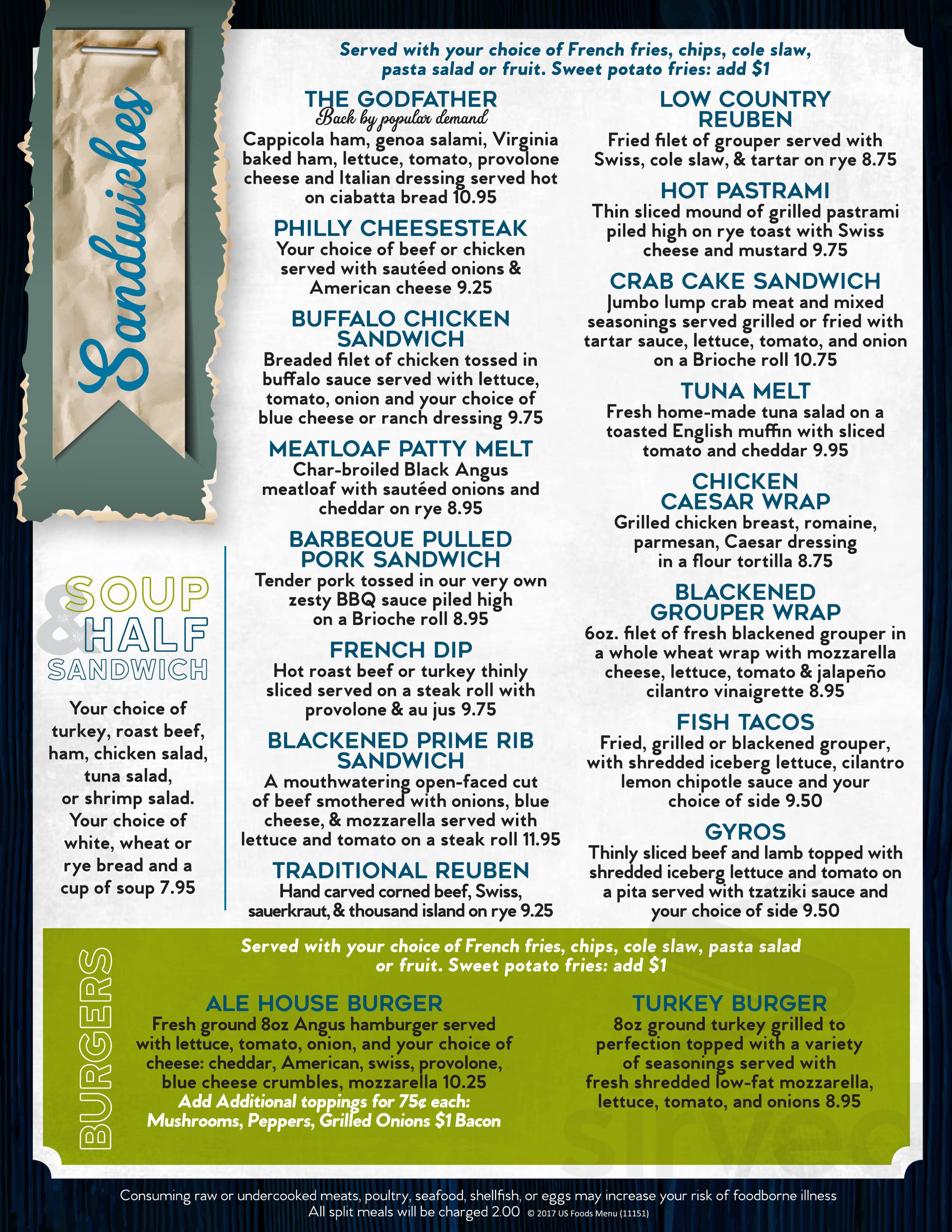 Okatie Ale House menu in Bluffton, South Carolina, USA
