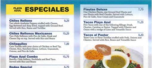 Menu for Playa Azul Authentic Mexican in Wichita, KS | Sirved